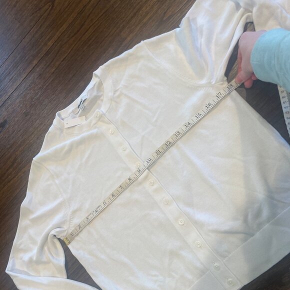 NWT Madewell Women's Sz M White Crewneck Cardigan in 100% Cotton Slim NV972 - Picture 9 of 12